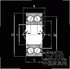 角接觸球軸承 30/8-B-2Z-TVH, 雙列，雙側間隙密封，接觸角 α = 25°