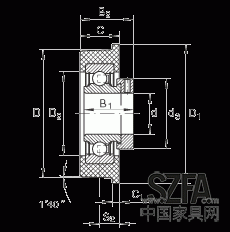 外球面球軸承 CRB30/92, 帶橡膠插入件，偏心鎖圈定位，兩側 P 型密封